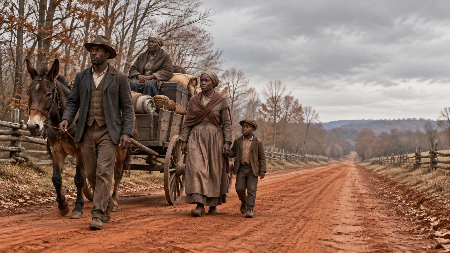 A Black family traveling along a rural north Georgia road in 1912