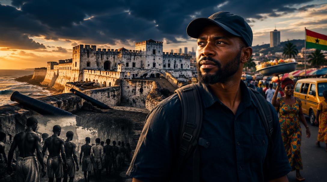 A scene from The Ghana Chronicles with Jay Cameron