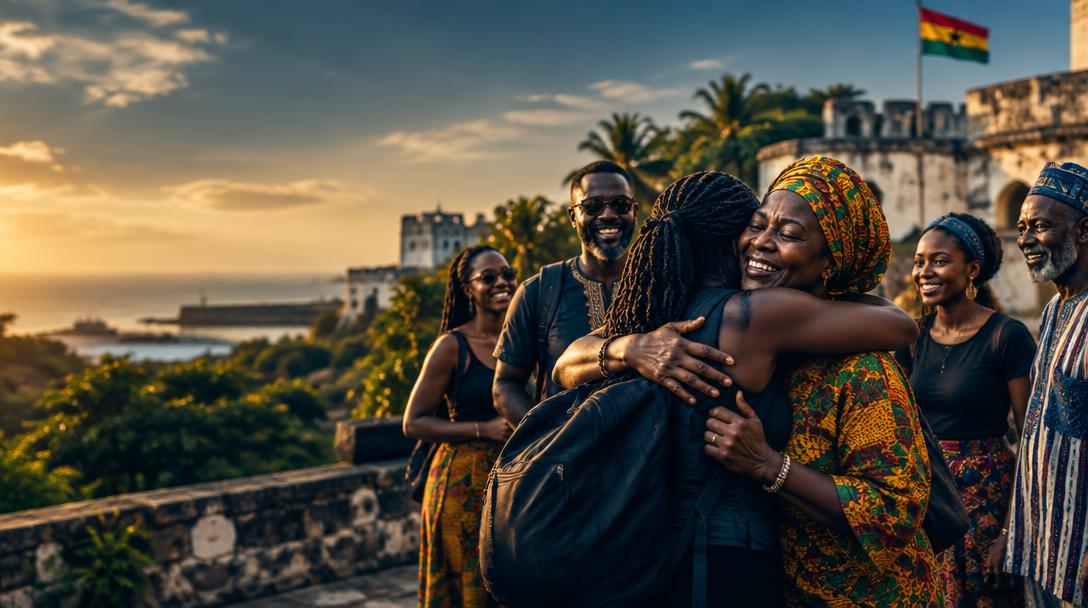 Black travelers sharing their experience in Ghana