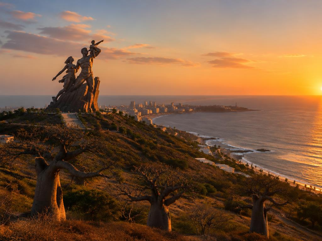The Dakar coastline in Senegal at sunset